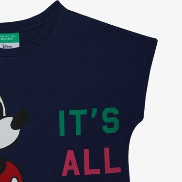  Benetton KJ JCCxUCB Mickey Mouse Çocuk Lacivert T-Shirt