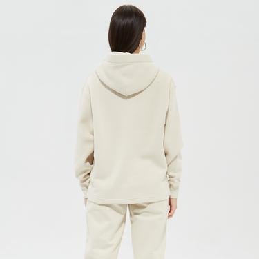  Calvin Klein Contrast Drawcords Kadın Bej Hoodie Sweatshirt