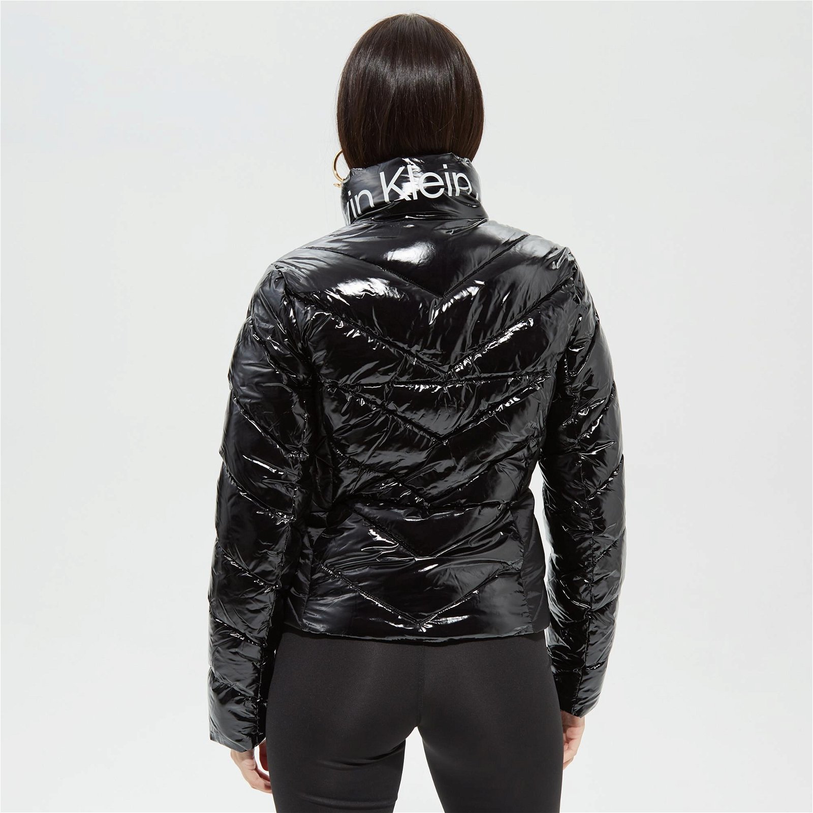Calvin Klein Chevron Quilt Fitted Kadın Siyah Ceket