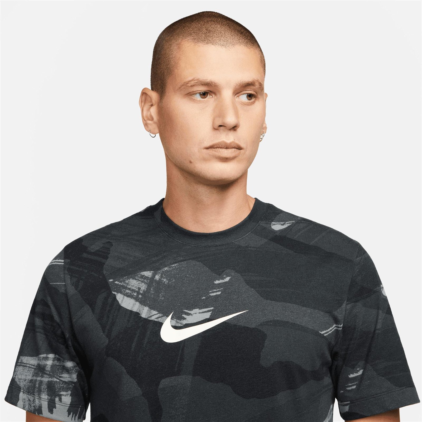Nike Dri-FIT Camo Printed Erkek Siyah T-Shirt
