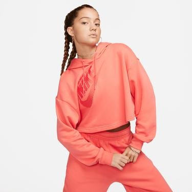  Nike Sportswear Fleece Hoodie Crop Dance Kadın Turuncu Sweatshirt