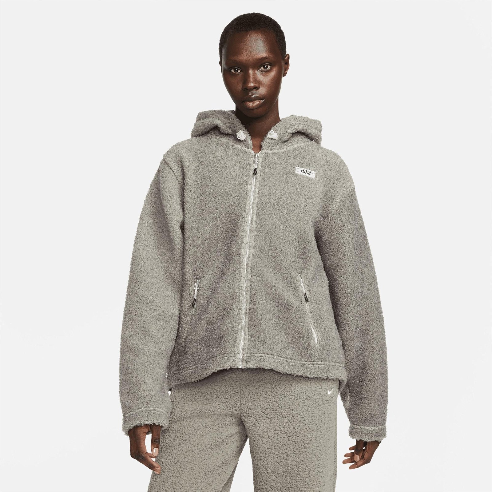 Nike Therma-FIT Cozy Full-Zip Hoodie Stmt Kadın Gri Sweatshirt