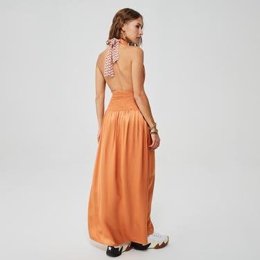  Movom Rory Criss Cross Maxi Dress Kadın Turuncu Elbise