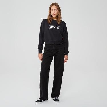  Levi's Graphic Laundry Crew Contrast Kadın Siyah Sweatshirt