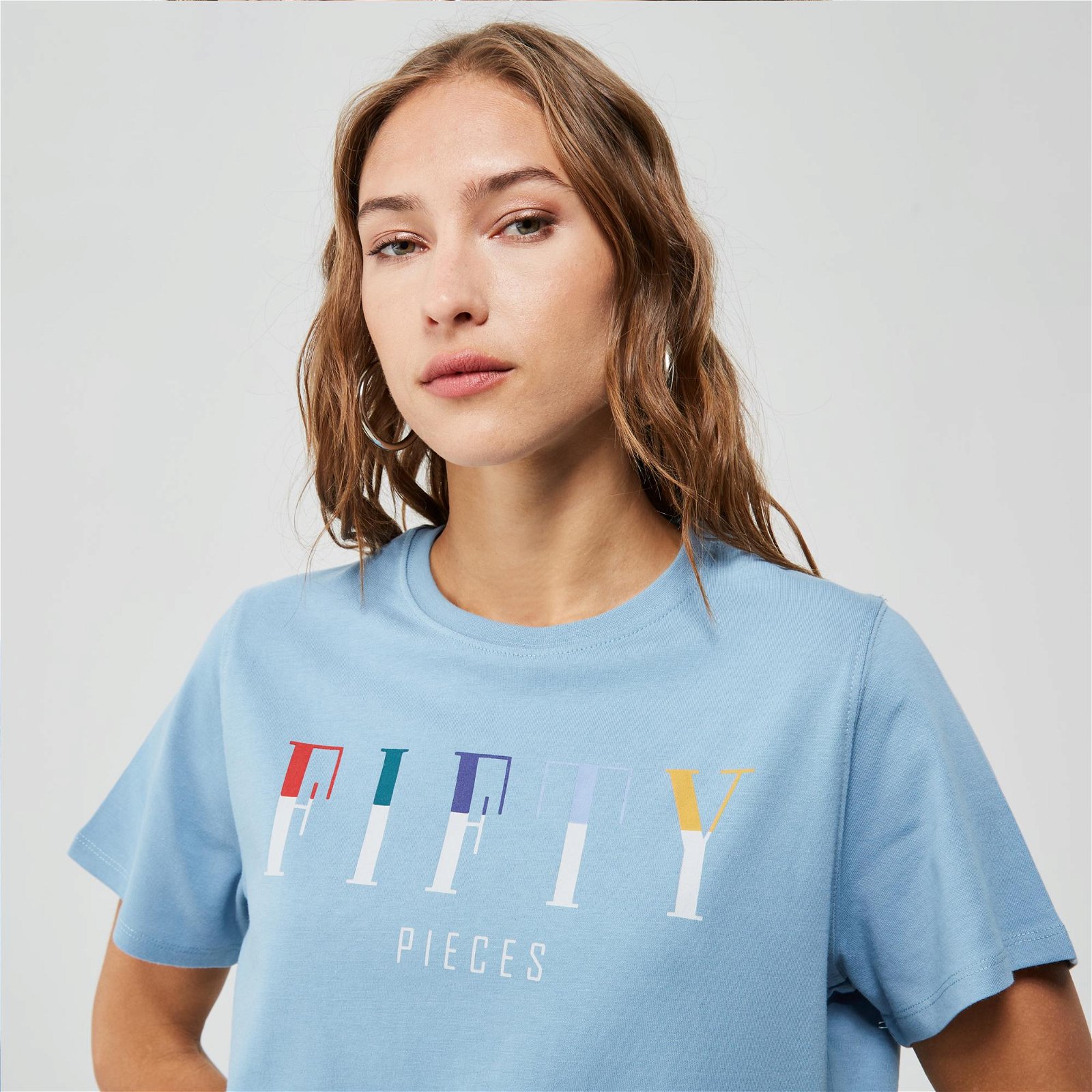 Fifty Pieces Kadın Mavi  Loose Fit T-Shirt