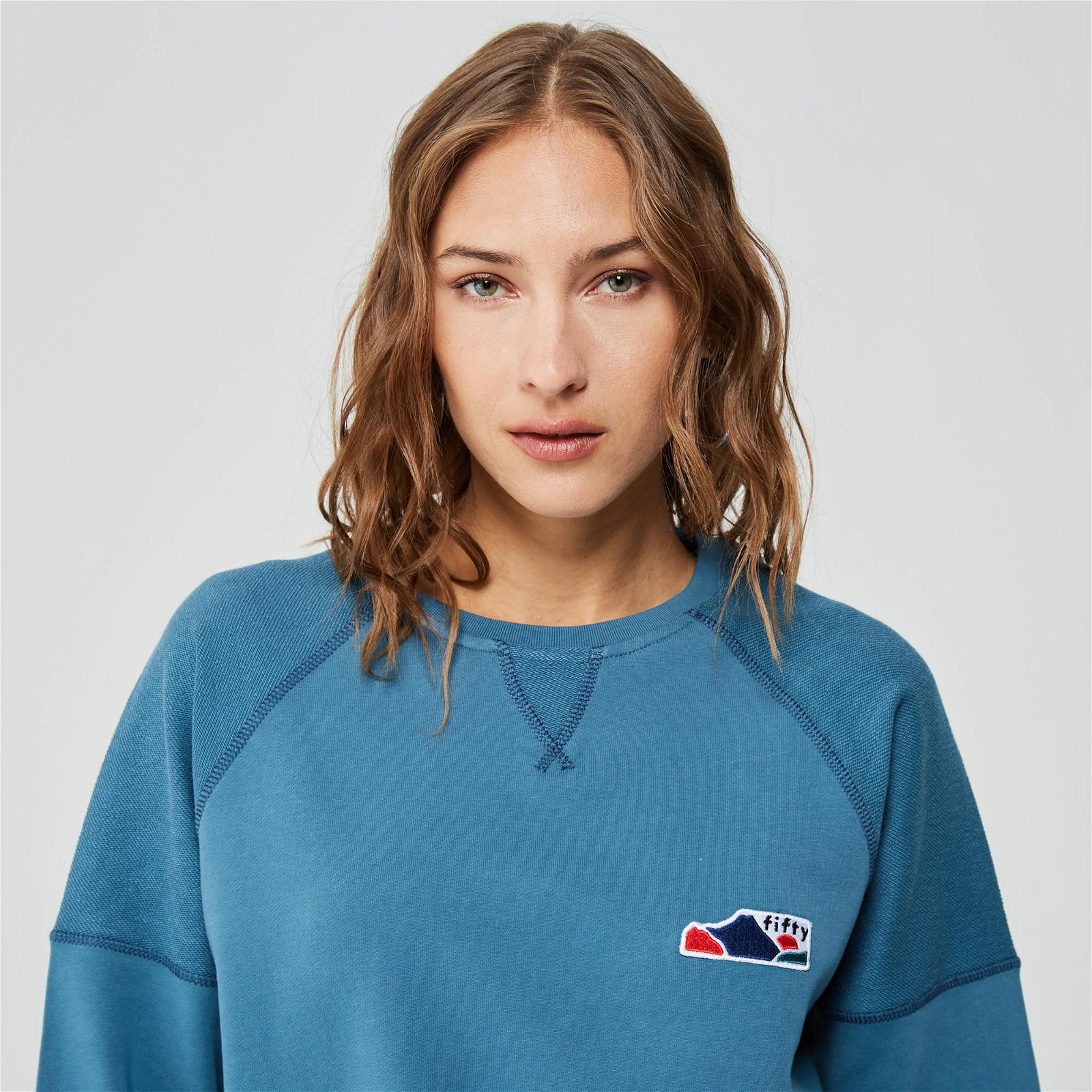 Fifty Pieces Kadın Petrol Düşük Omuzlu Sweatshirt
