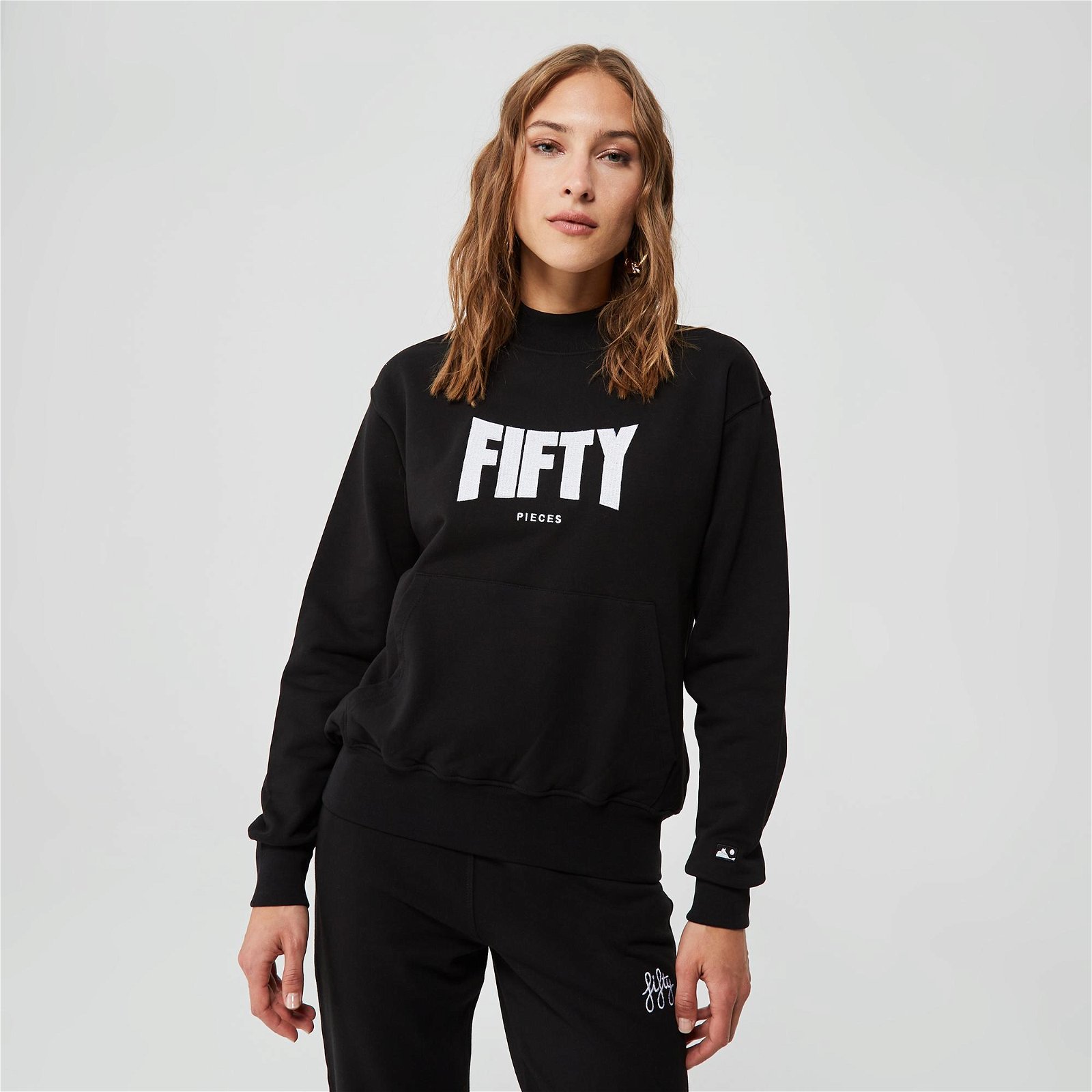 Fifty Pieces Kadın Siyah Dik Yaka Sweatshirt