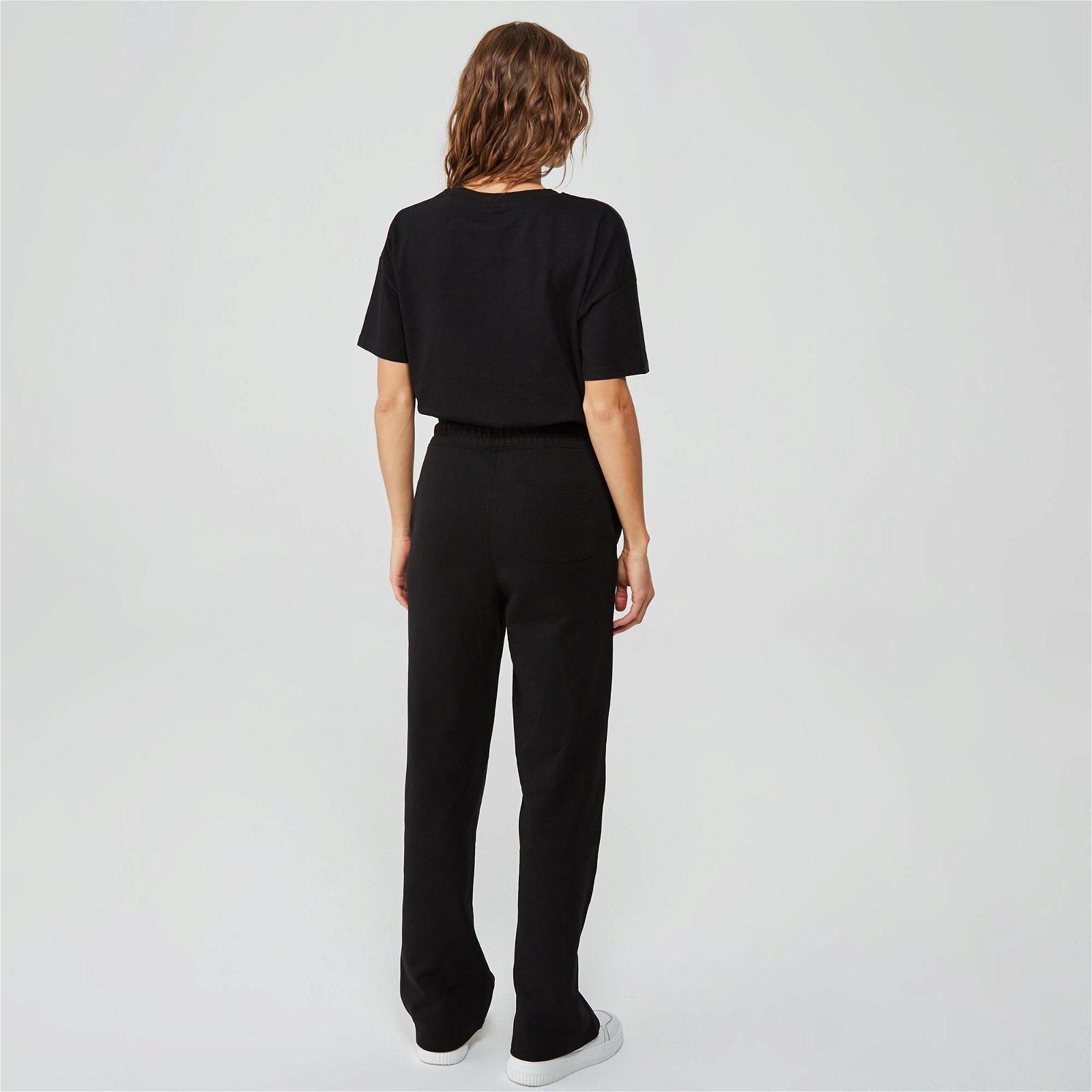 Fifty Pieces Büzgülü Oversiz Kadın Siyah Crop T-Shirt