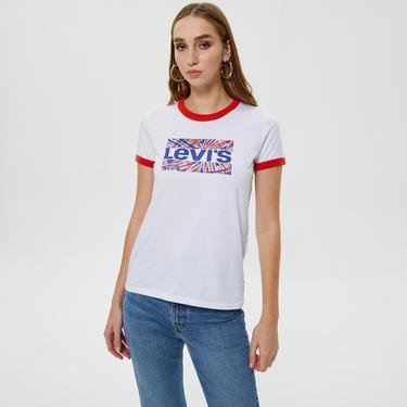  Levi's Perfect Ringer Tie Dye Sportswear Kadın Beyaz T-Shirt
