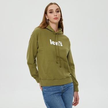  Levi's Graphic Standard Seasonal Kadın Yeşil Hoodie Sweatshirt