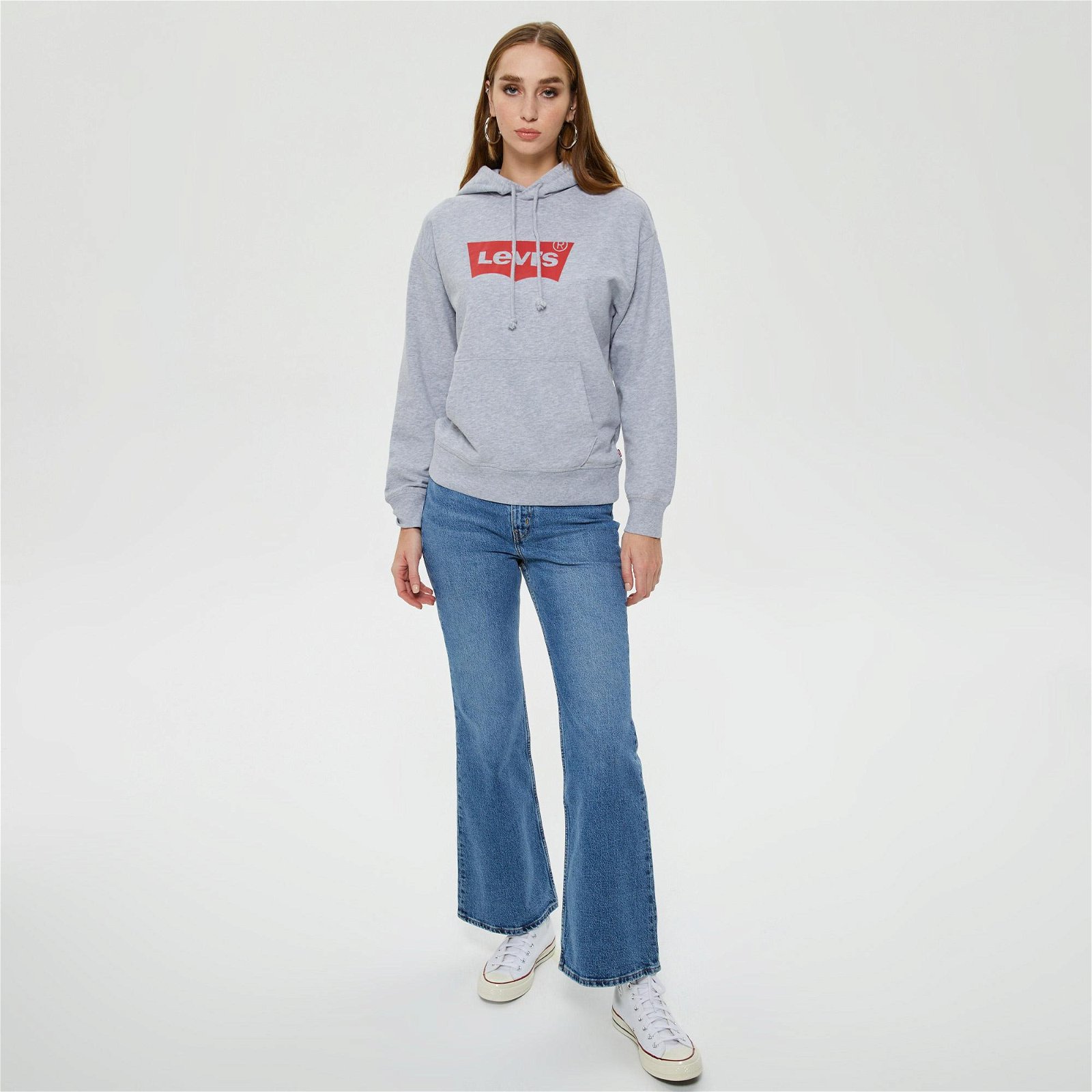 Levi's Graphic Standard Core Kadın Gri Hoodie Sweatshirt