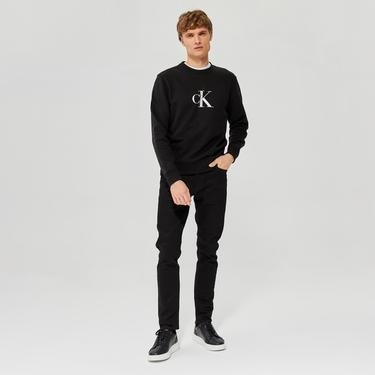  Calvin Klein institutional Crew Neck Erkek Siyah Sweatshirt
