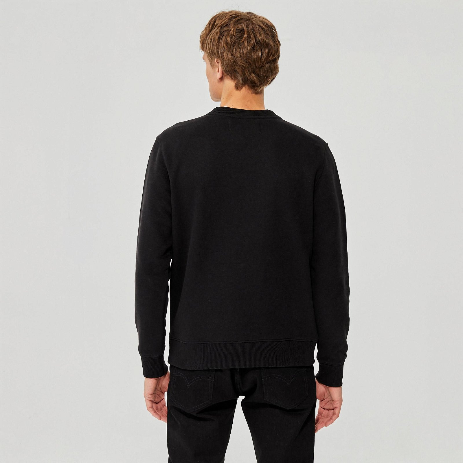 Calvin Klein institutional Crew Neck Erkek Siyah Sweatshirt