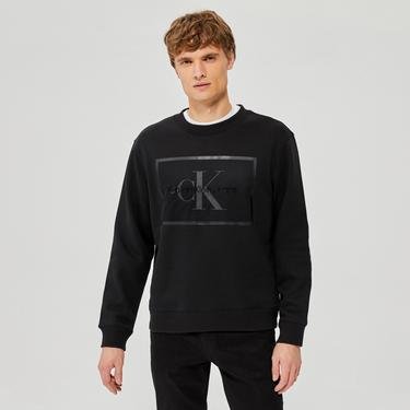  Calvin Klein Monologo Mesh Box Crew Neck Erkek Siyah Sweatshirt