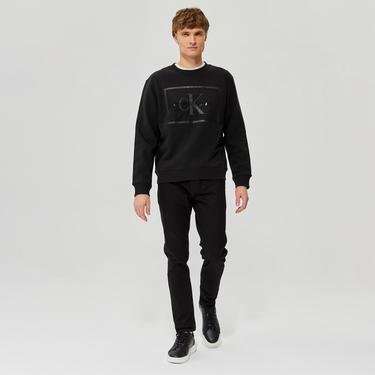  Calvin Klein Monologo Mesh Box Crew Neck Erkek Siyah Sweatshirt