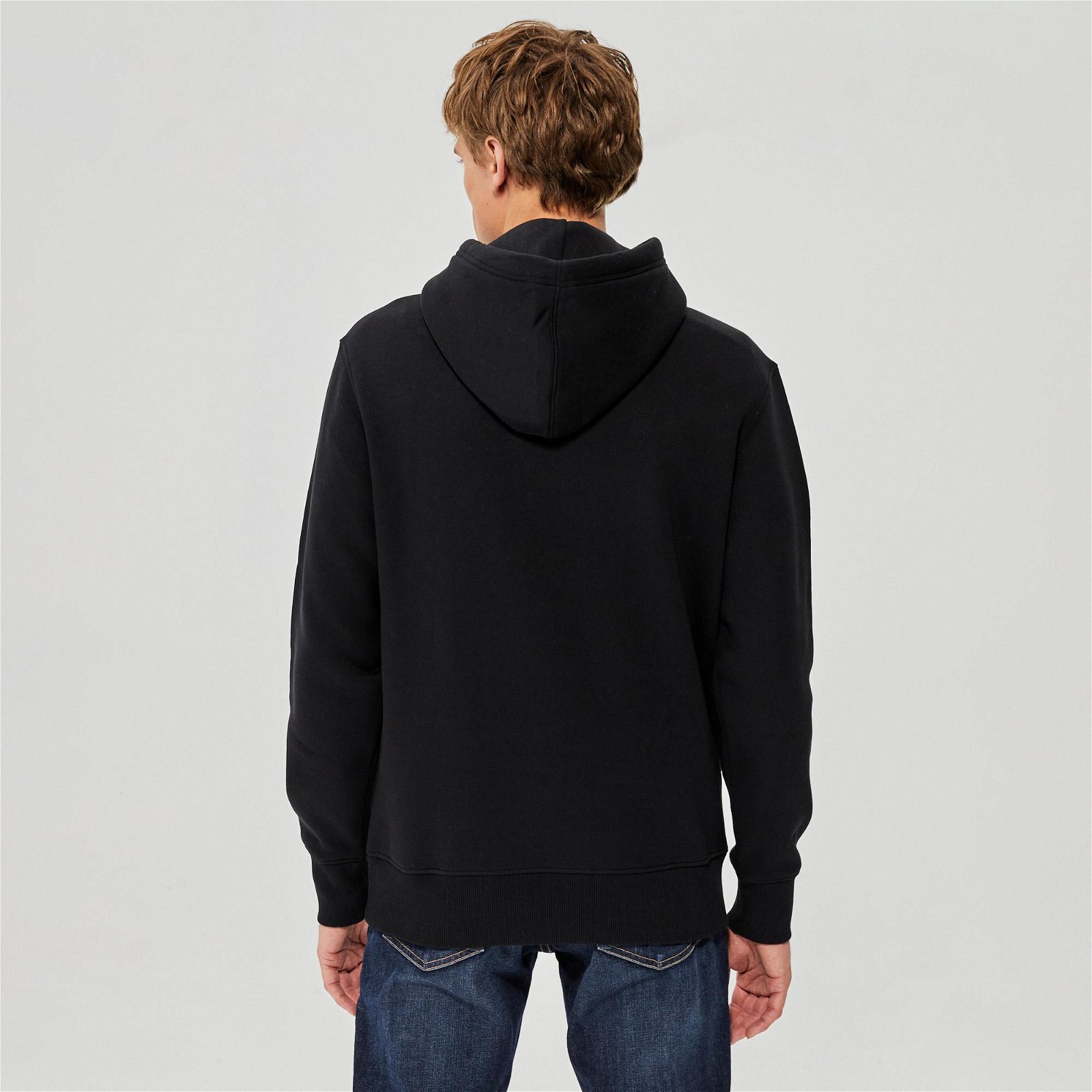 Calvin Klein Monogram Logo Erkek Siyah Hoodie Sweatshirt