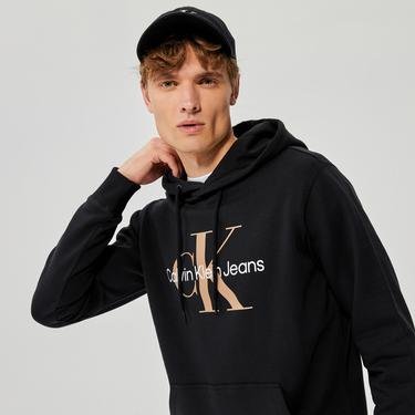  Calvin Klein Jeans Seasonal Monologo Regular Erkek Siyah Hoodie Sweatshirt