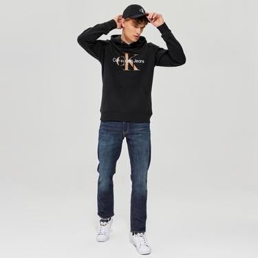  Calvin Klein Jeans Seasonal Monologo Regular Erkek Siyah Hoodie Sweatshirt