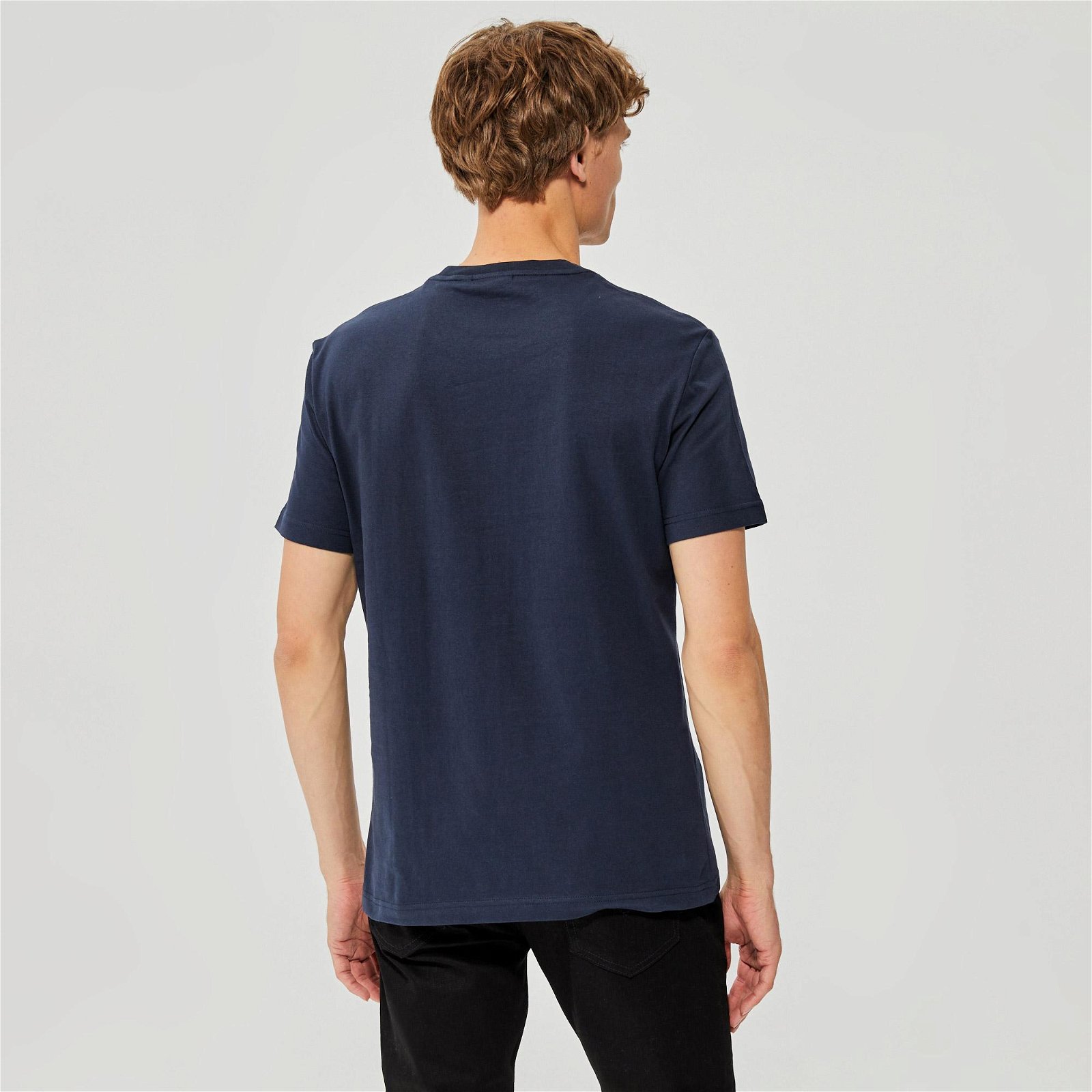 Calvin Klein Distorted Logo Erkek Mavi T-Shirt