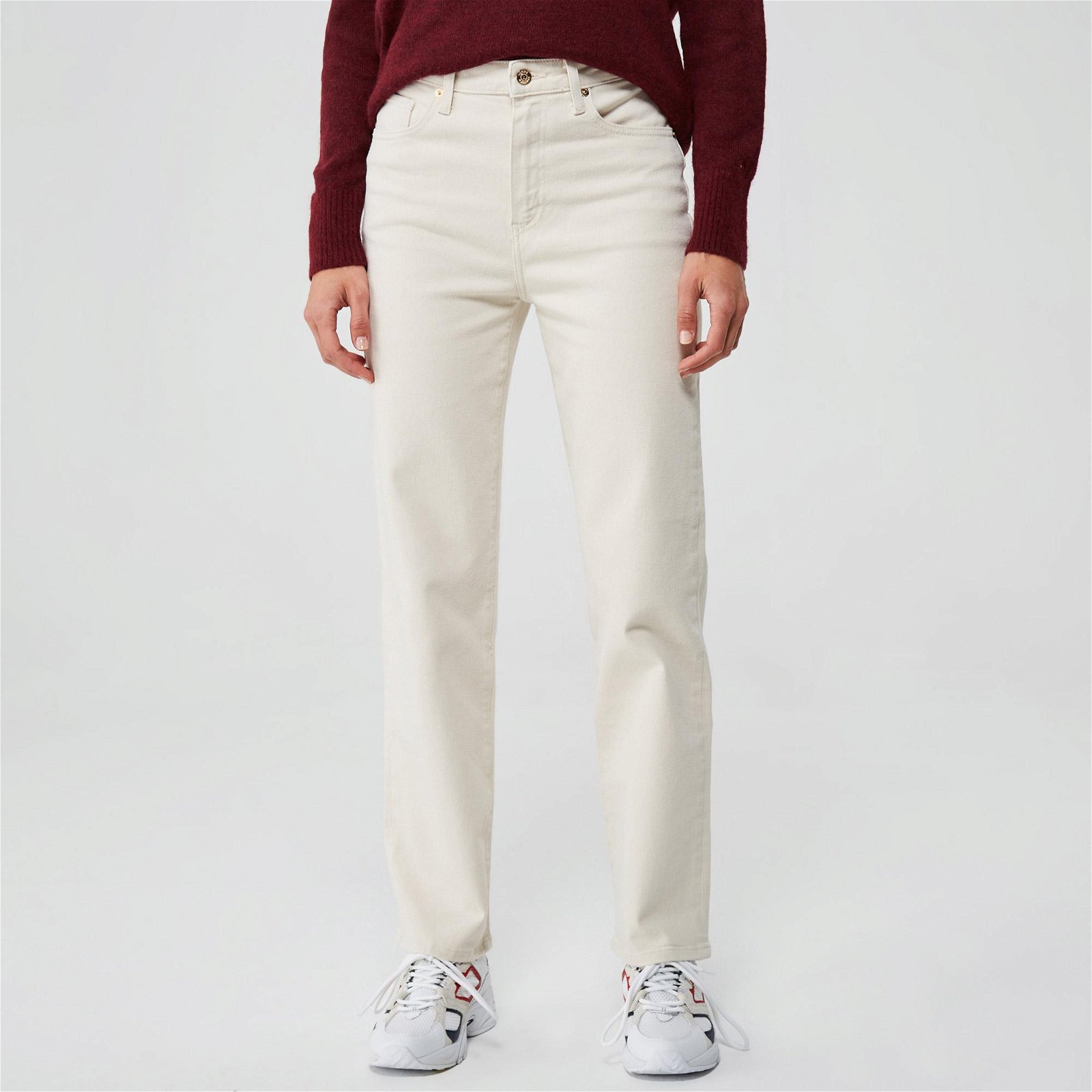 Tommy Hilfiger Relaxed Straight Kadın Beyaz Jean