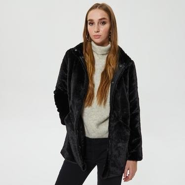  Only Onlvida Faux Fur Coat Kadın Siyah Mont