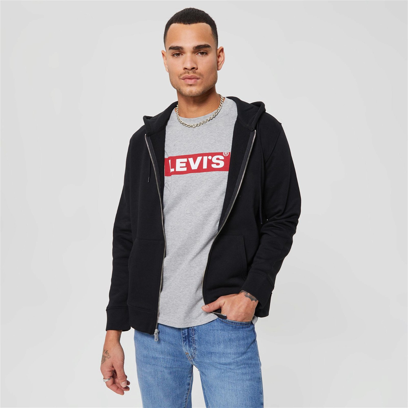 Levi's Core Zip Up 1 Graphic Erkek Siyah Sweatshirt