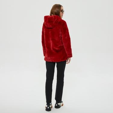  Only Onlmalou Faux Fur Coat Kadın Kırmızı Mont