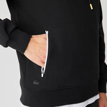  Lacoste Erkek Regular Fit Ayarlanabilir Kapüşonlu Baskılı Siyah Sweatshirt