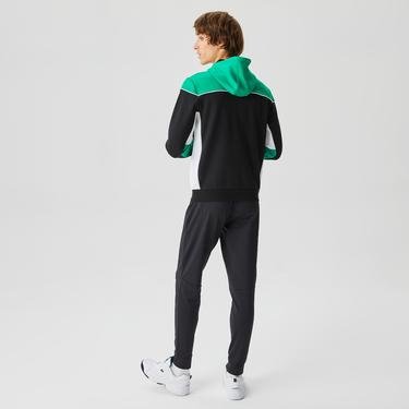  Lacoste Erkek Slim Fit Ayarlanabilir Kapüşonlu Baskılı Renk Bloklu Lacivert Sweatshirt