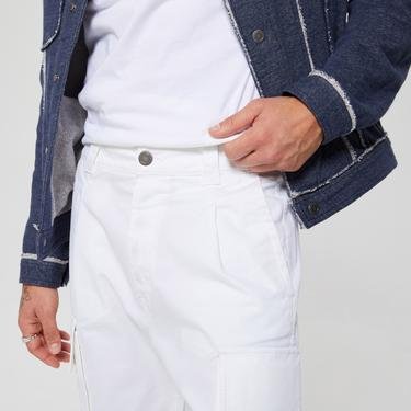  Benetton JCCxUCB Cep Detaylı Kargo Erkek Beyaz Pantolon