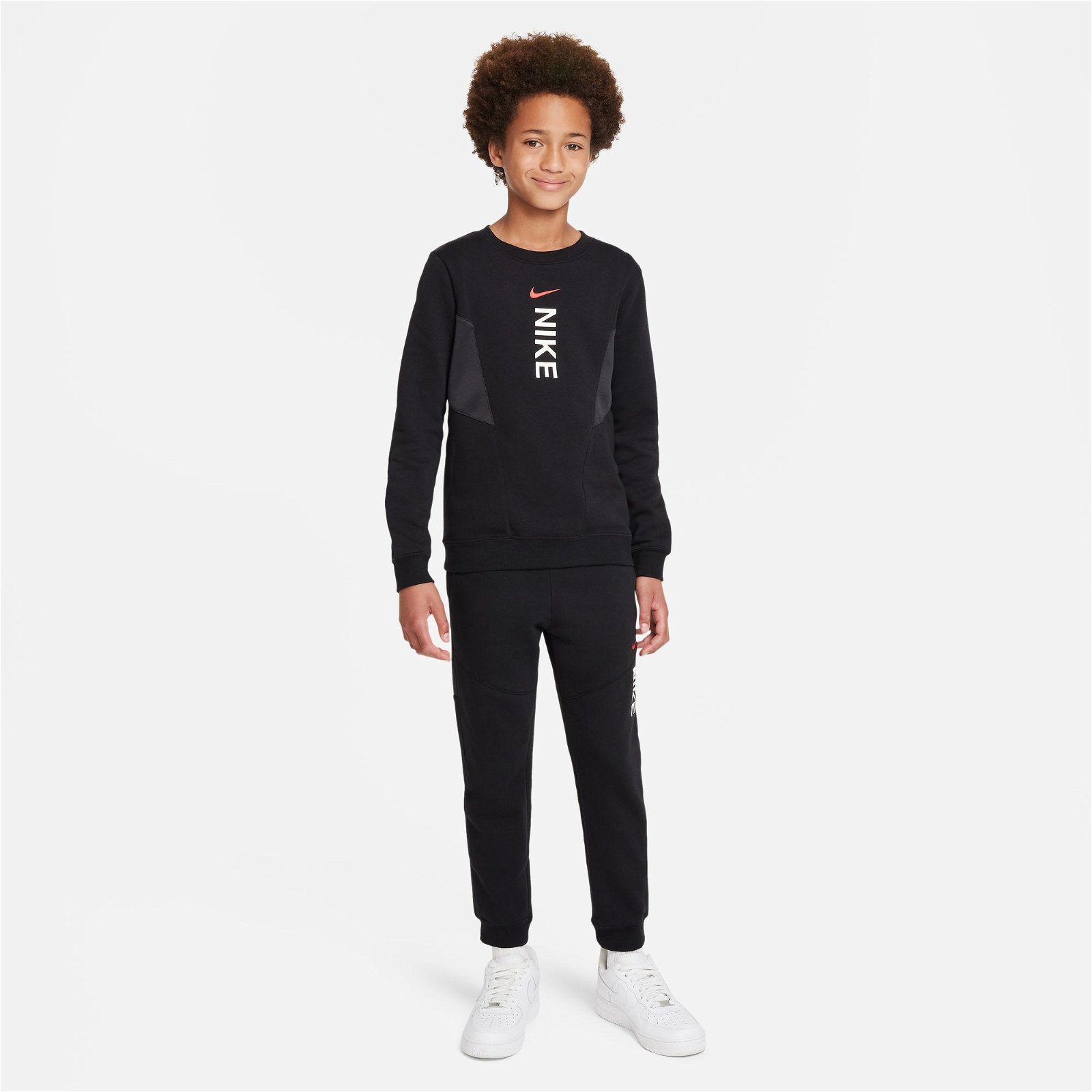 Nike Sportswear Hybrid Fleece Crew Çocuk Siyah Sweatshirt