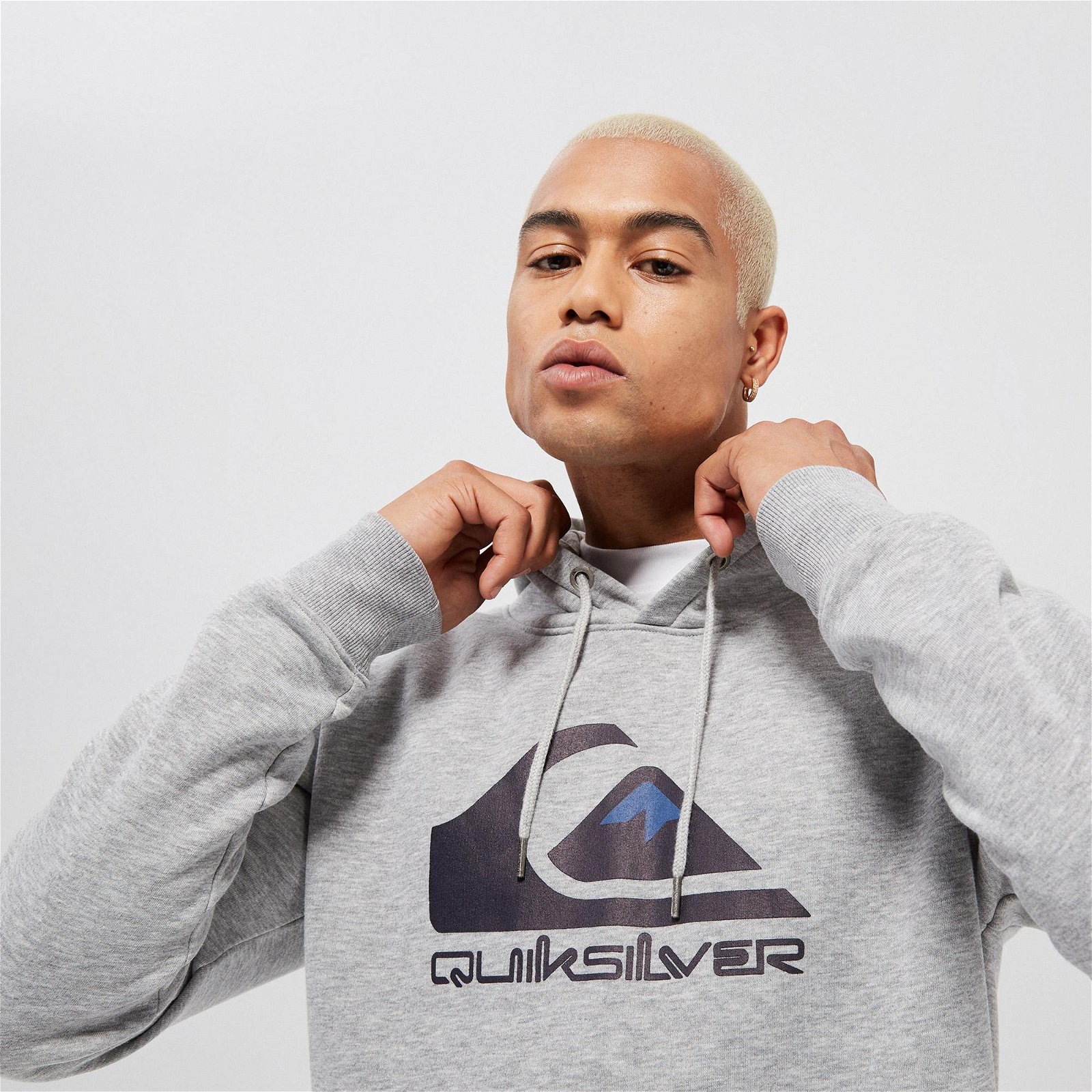 Quiksilver Big logo Erkek Gri Hoodie Sweatshirt