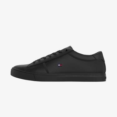  Tommy Hilfiger Iconic Leather Vulc Punched Erkek Siyah Sneaker