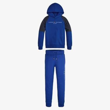  Tommy Hilfiger Essential Hooded Colorblock Set Çocuk Mavi Sweatshirt