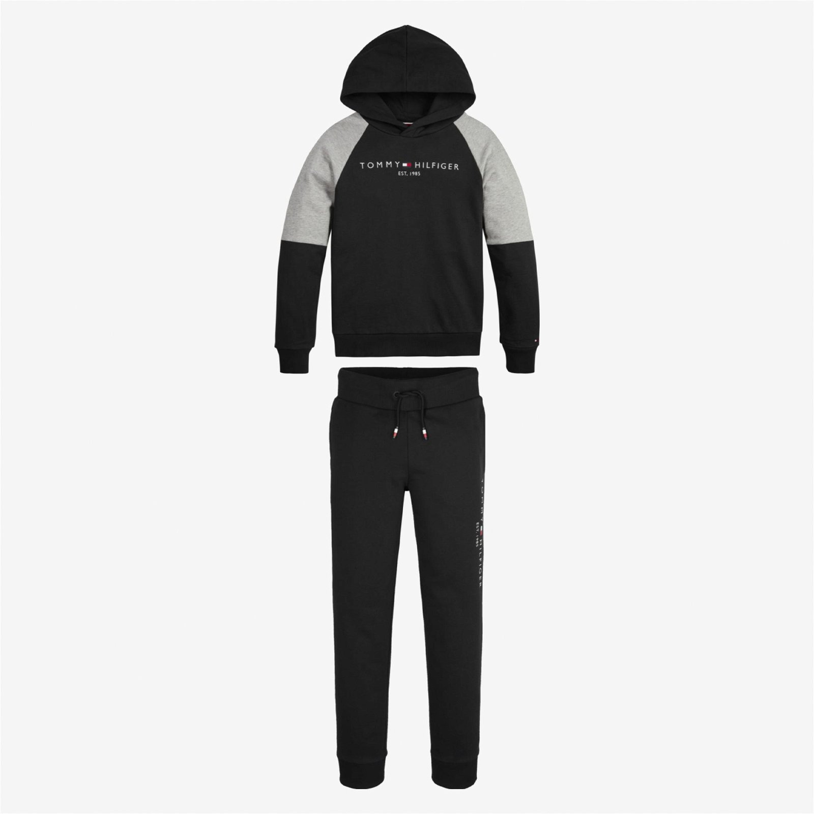 Tommy Hilfiger Essential Hooded Colorblock Set Çocuk Siyah Sweatshirt