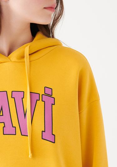  Mavi Mavi Logo Baskılı Kapüşonlu Sarı Sweatshirt 1600361-71351