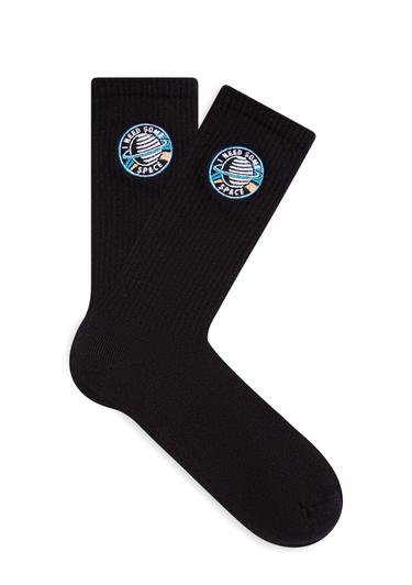  Mavi Siyah Outer Space Baskılı Soket Çorap 0910509-900