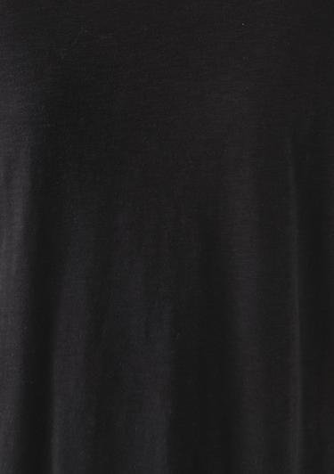  Mavi Yırtmaç Detaylı Siyah Basic Tişört Loose Fit / Bol Rahat Kesim 167237-900