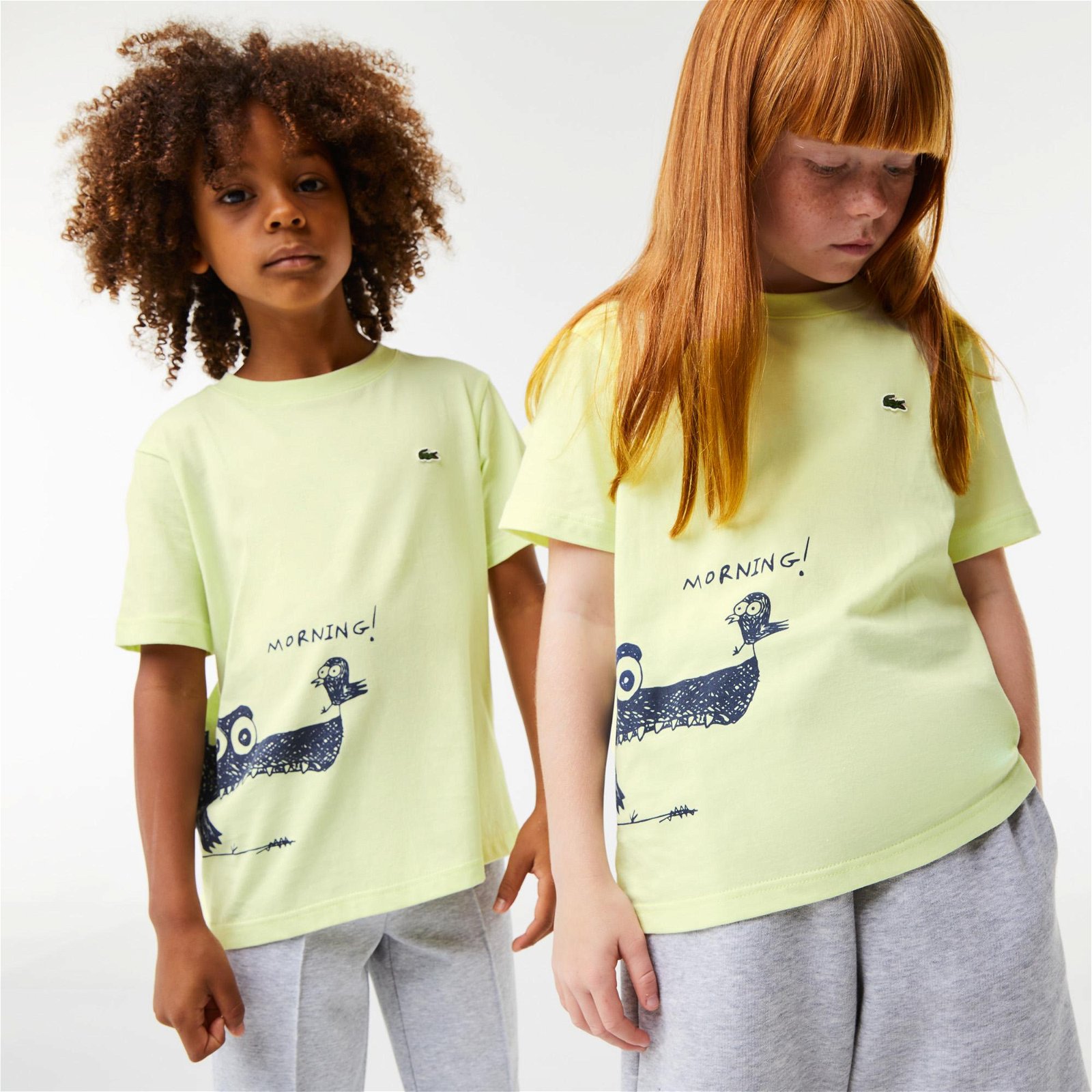 Lacoste Çocuk Bisiklet Yaka Baskılı Organik Pamuk Sarı T-Shirt