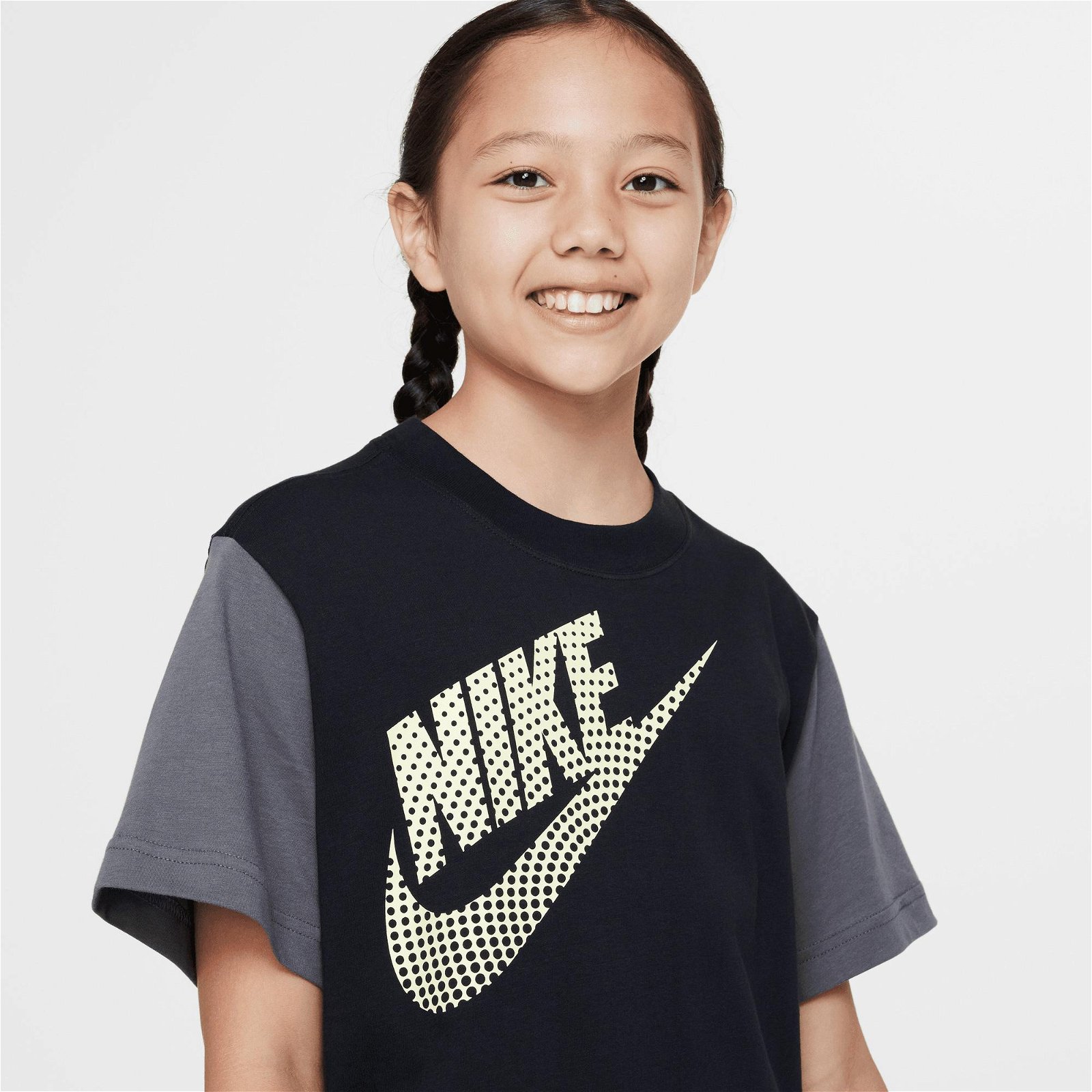 Nike Sportswear Essential Boxy Dance Çocuk Siyah-Gri T-Shirt