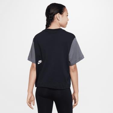  Nike Sportswear Essential Boxy Dance Çocuk Siyah-Gri T-Shirt