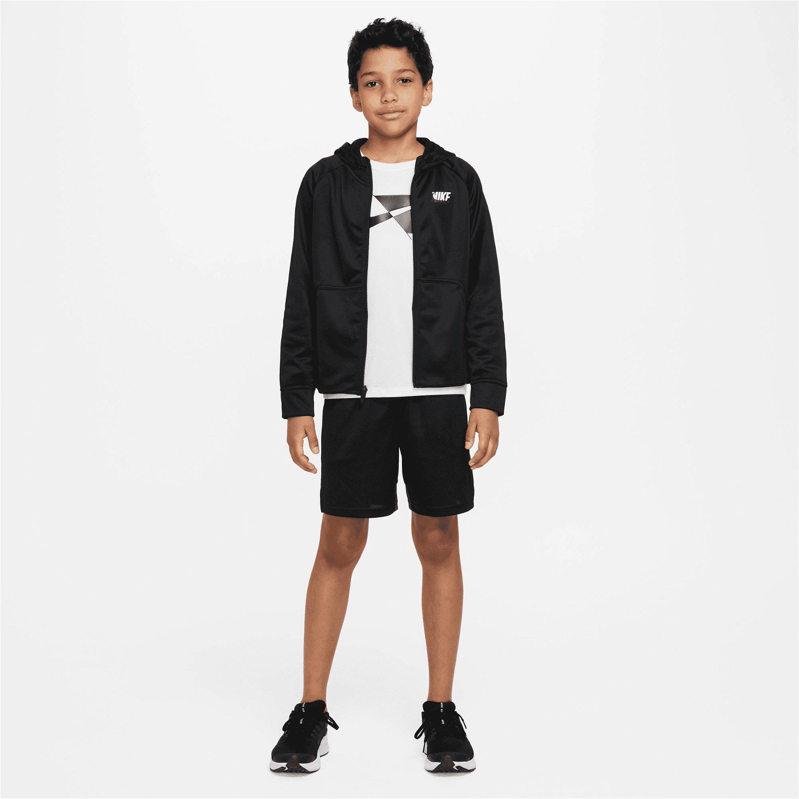 Nike Therma-FIT Hoodie Full-Zip 1 Çocuk Siyah Sweatshirt