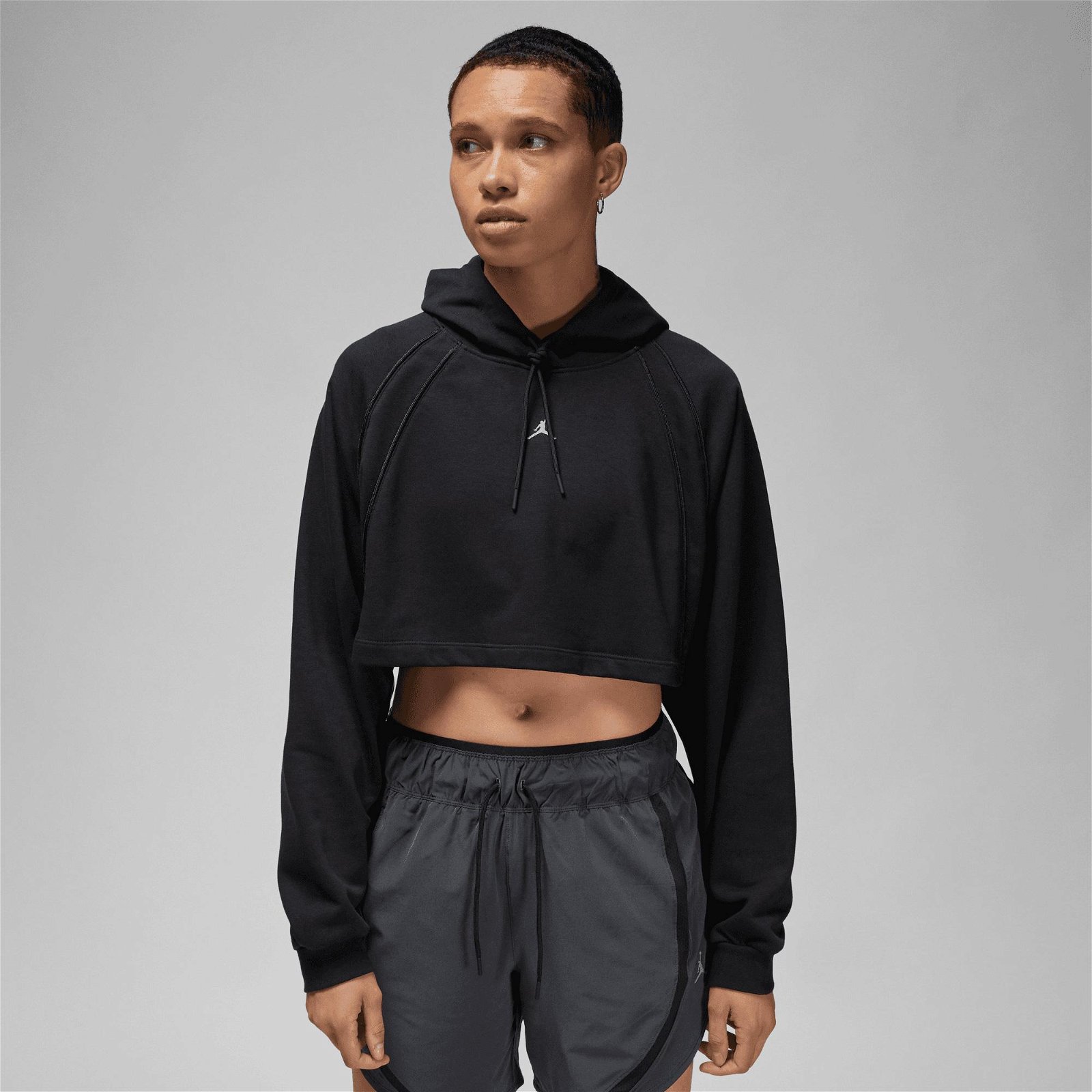 Jordan Spt Crop Fleece Kadın Siyah Sweatshirt