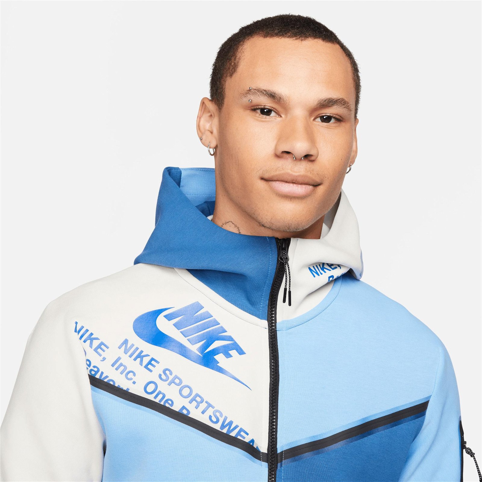 Nike Sportswear Tech Fleece Full Zip Hoodie Erkek Mavi Sweatshirt