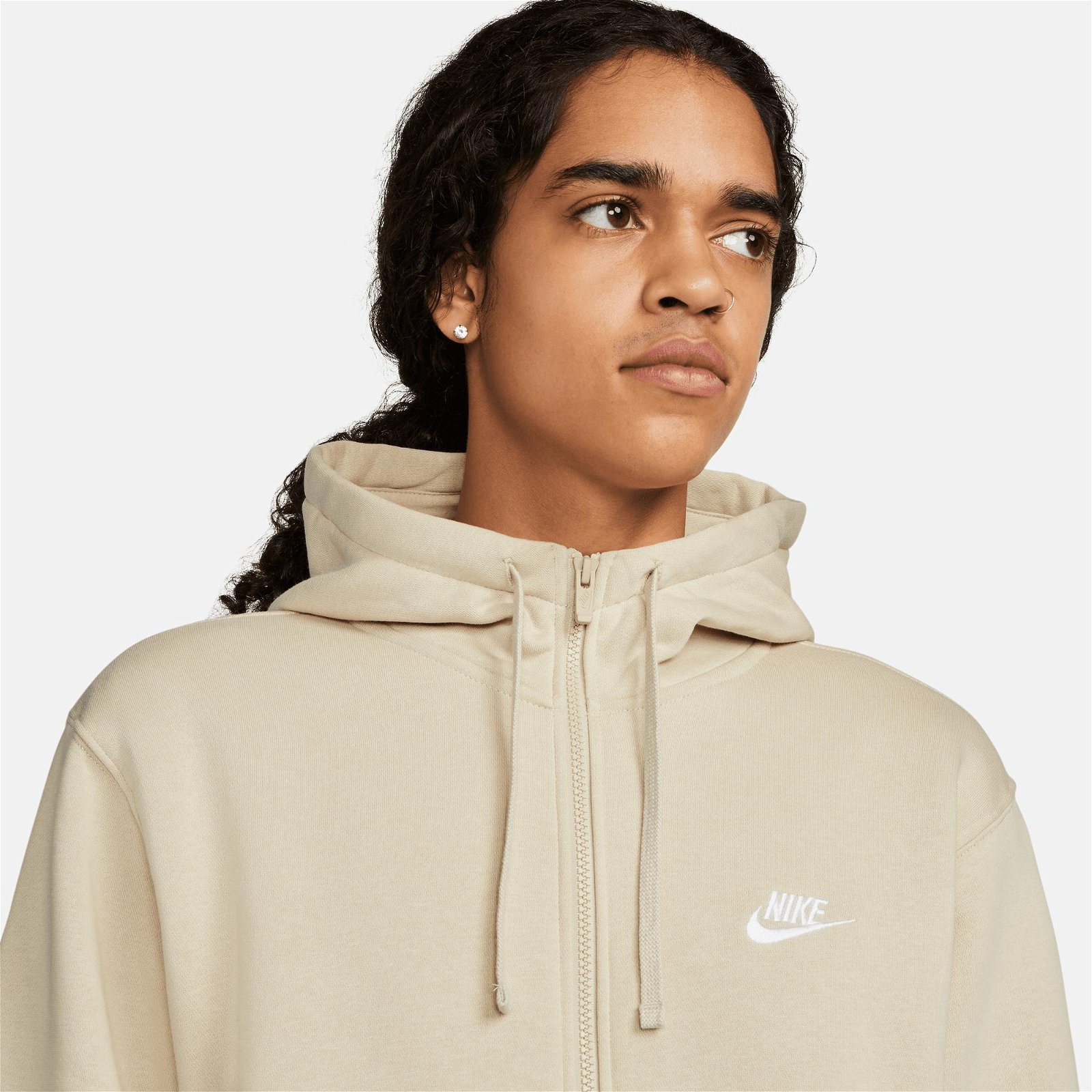 Nike Sportswear Club Hoodie Full Zip Erkek Bej Sweatshirt