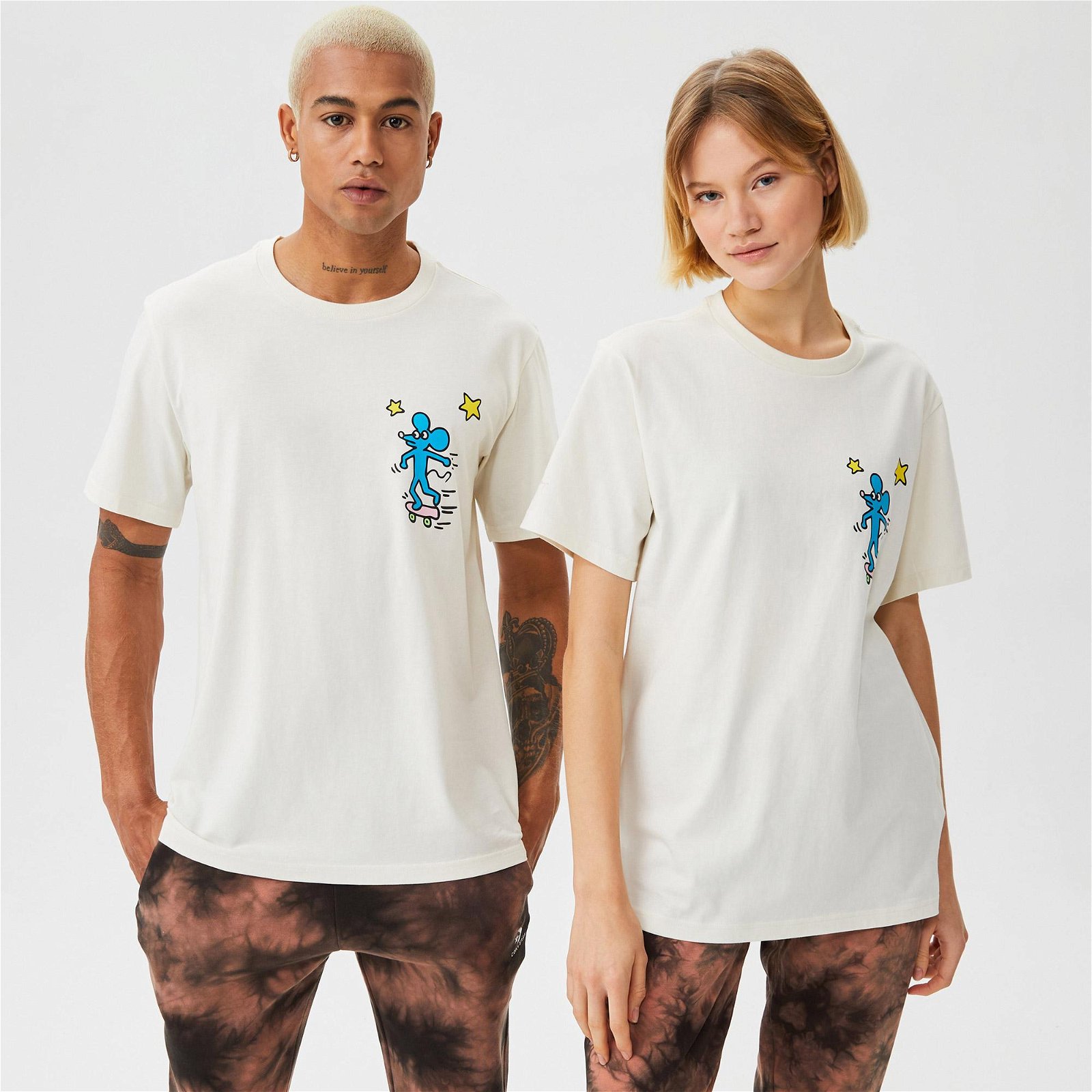 Converse Haring Unisex Krem T-Shirt