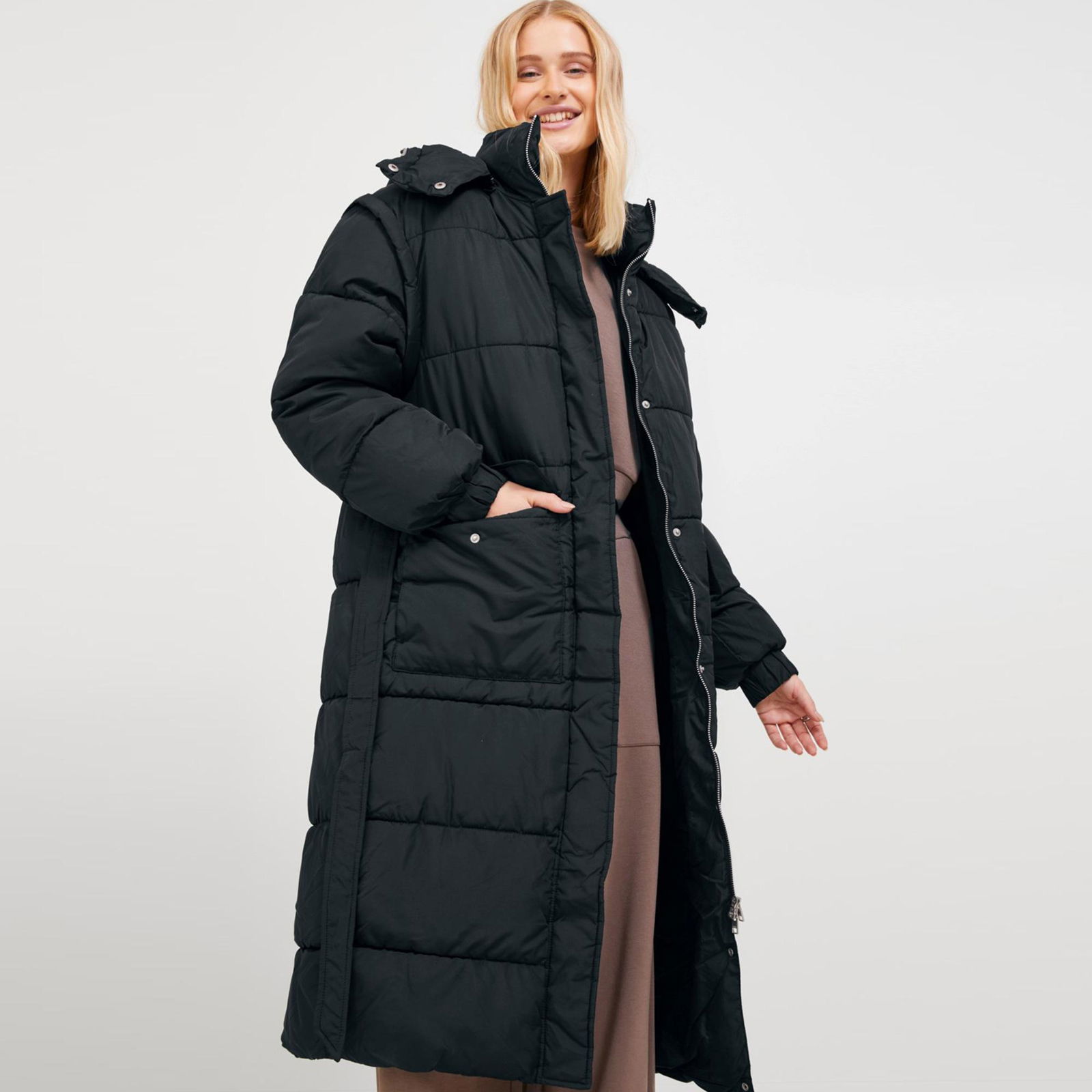 Jack & Jones Jxsus Long Puffer Coat Kadın Siyah Mont