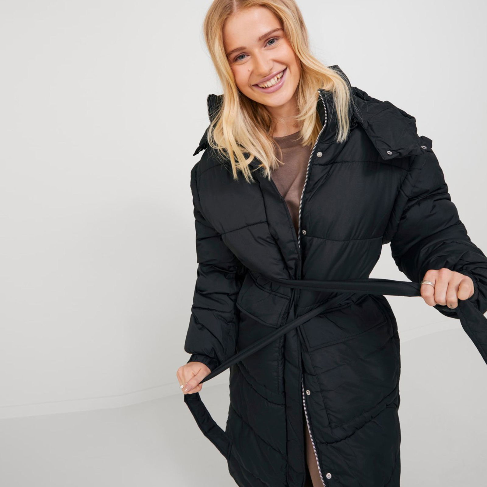 Jack & Jones Jxsus Long Puffer Coat Kadın Siyah Mont