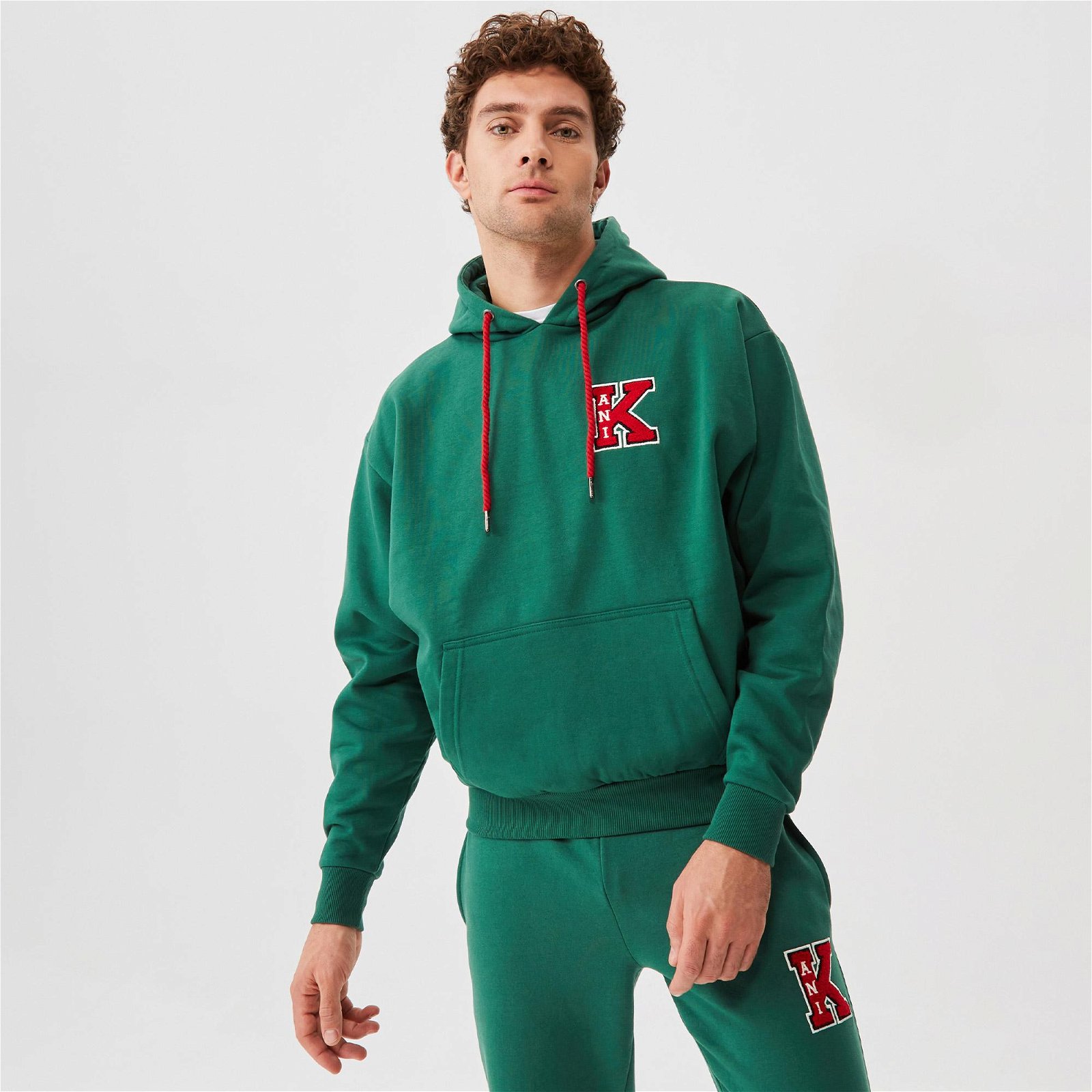 Karl Kani Retro Patch OS Erkek Koyu Yeşil Hoodie Sweatshirt