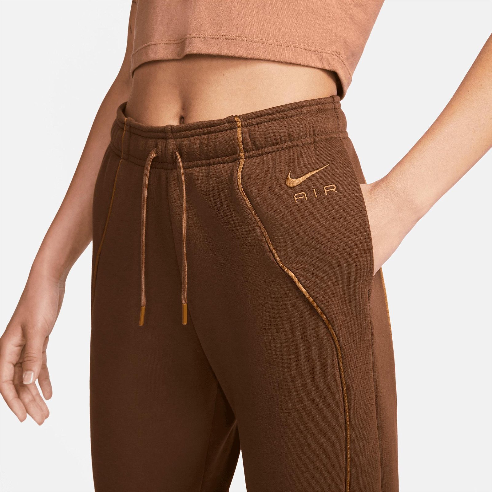 Nike Sportswear Air Fleece Mid-Rise Jogger Kadın Kahverengi Eşofman Altı